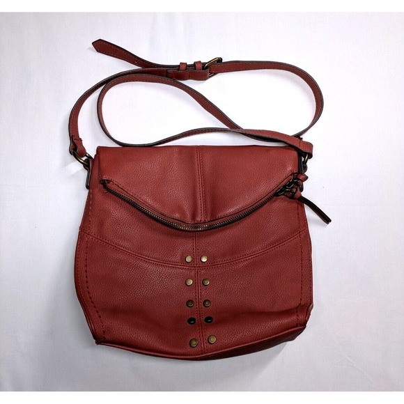Sonoma Goods For Life Handbags - Sonoma Crossbody Bag Women OS Red Studded Faux Leather Adjustable Strap